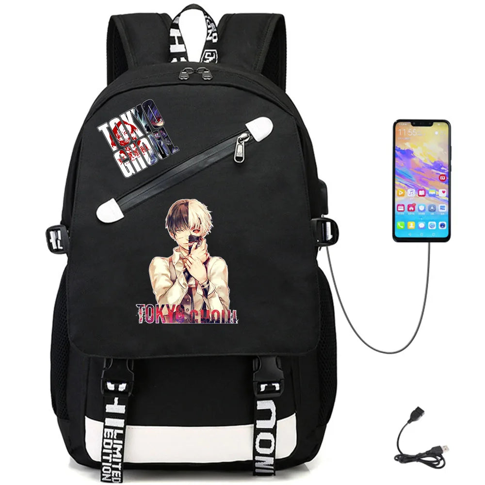 Tokyo Ghoul USB Oxford Packsack Unisex Schoolbag Casual Teengr