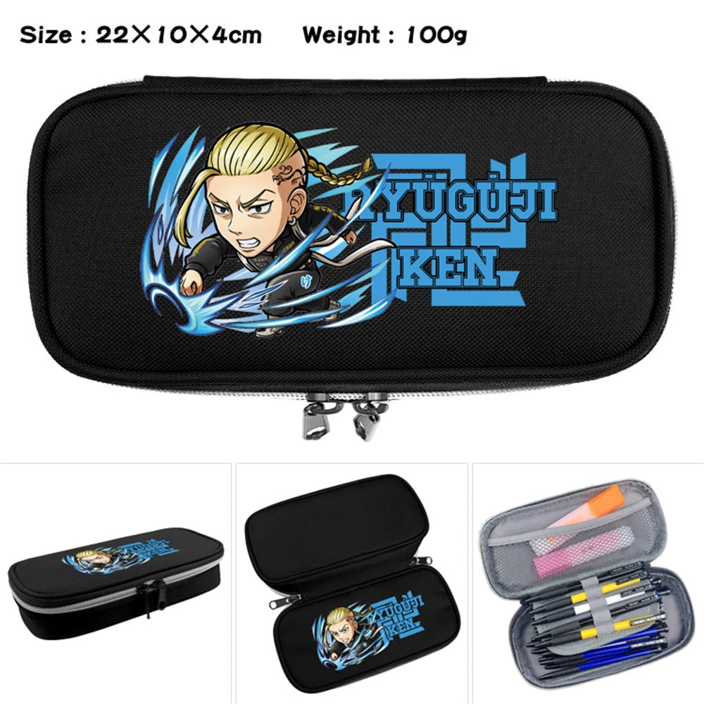 Anime Tokyo Revengers Nylon Penbag Cartoon Print Cosmetic Cases