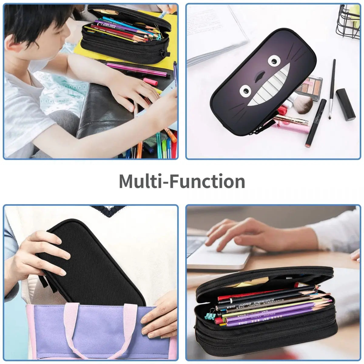 Anime Totoro Pen Box Student School Zipper Pen Bag Child Stationery Bag