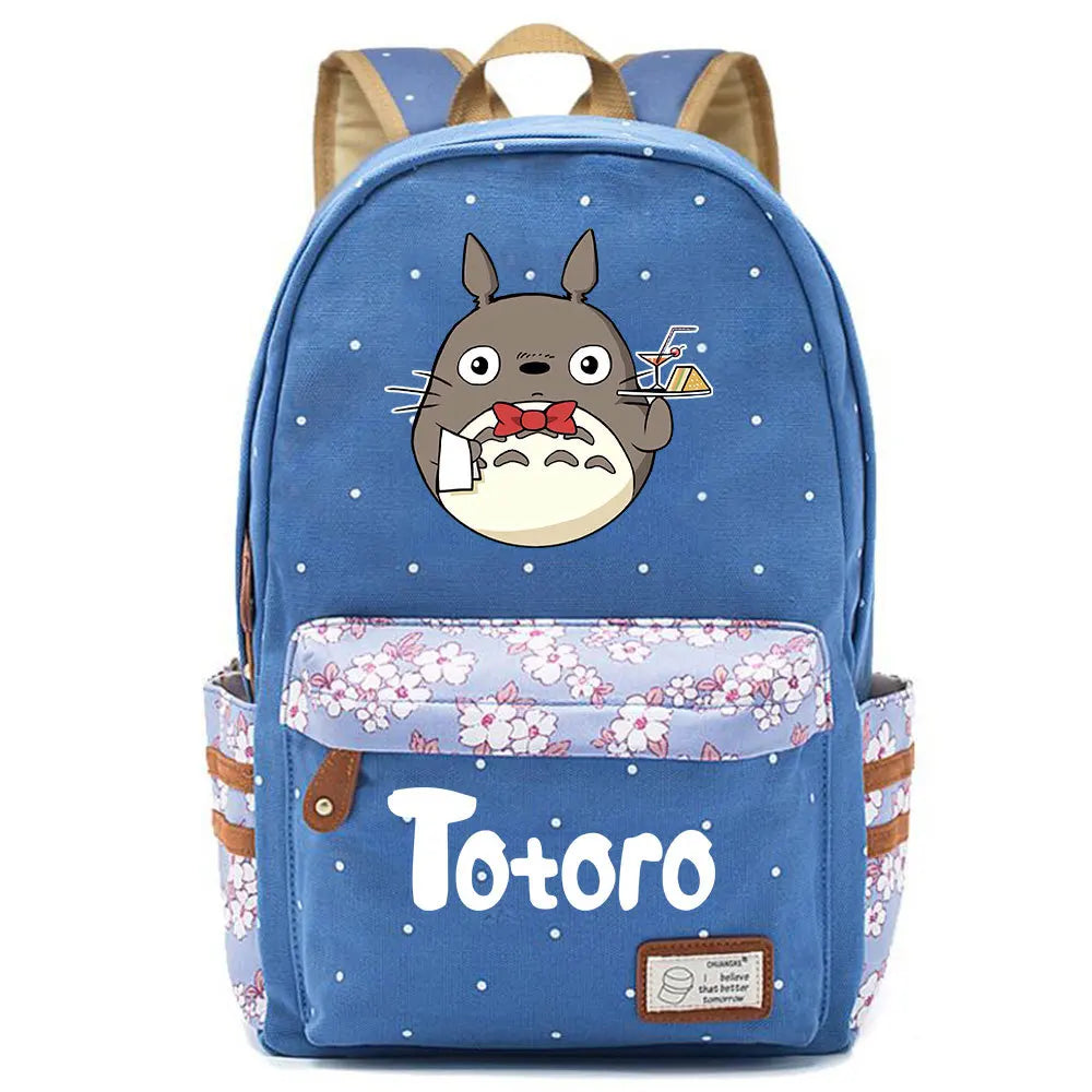 Anime Totoro Print Backpack Student Schoolbag Canvas Packsack Casual Travel Bag