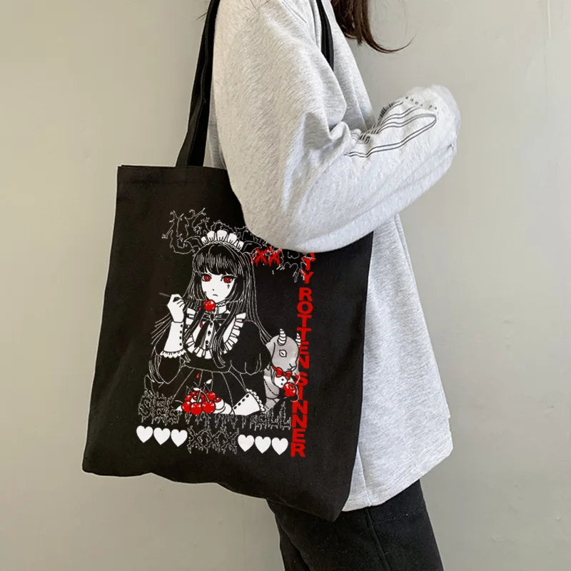 Anime Gothic Harajuku Canvas Bag Japanese Ulzzang Women Shoulder Bags