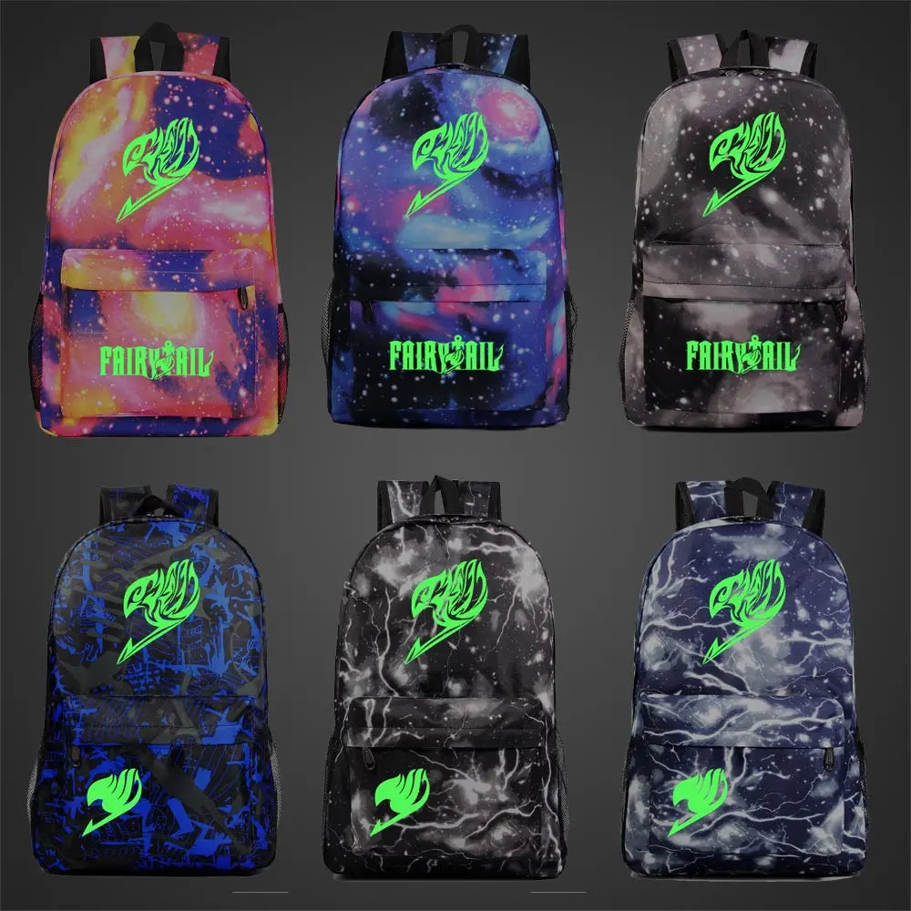 Anime Green Light Luminous Fairy Tail School Bag
