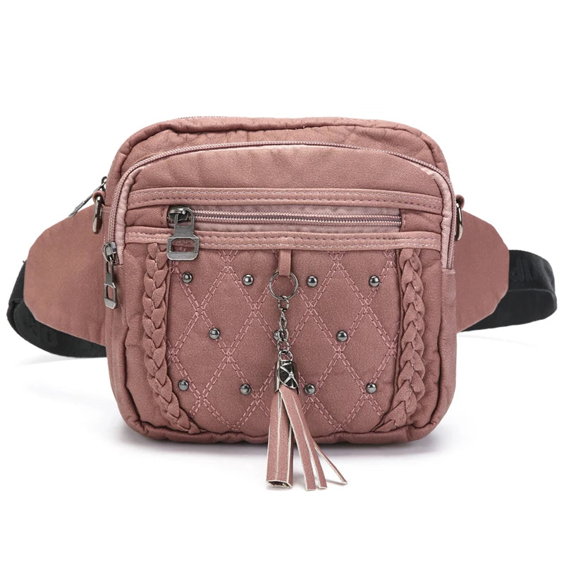 Small Women Bag Pu Leather Waist Bag Tassel Shoulder Crossbody Bag