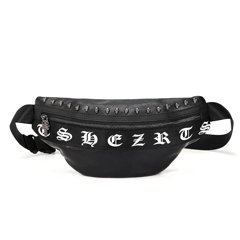 Unisex Punk Style Waist Bag Faux Leather Shoulder Chest Bum Bag