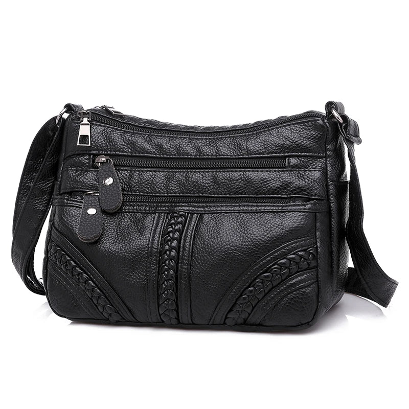 Women Shoulder Bag Red Handbag Purses Multi-layer Crossbody Small Bag