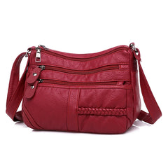 Women Shoulder Bag Red Handbag Purses Multi-layer Crossbody Small Bag