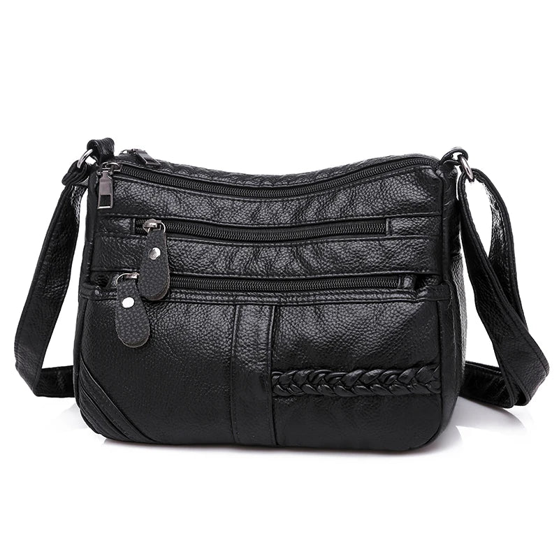 Women Shoulder Bag Red Handbag Purses Multi-layer Crossbody Small Bag