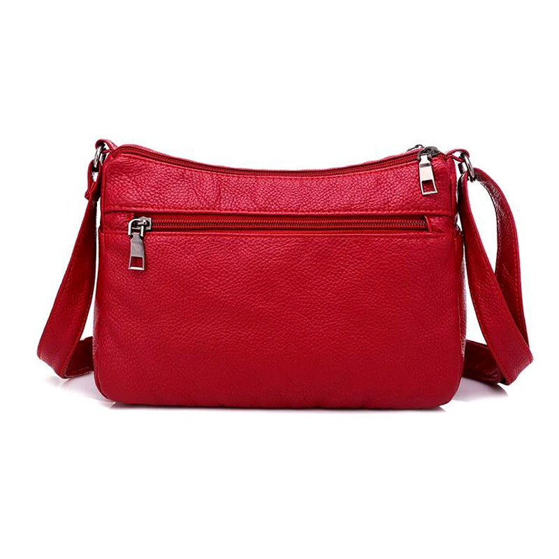 Women Shoulder Bag Red Handbag Purses Multi-layer Crossbody Small Bag