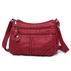Women Shoulder Bag Red Handbag Purses Multi-layer Crossbody Small Bag