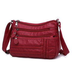 Women Shoulder Bag Red Handbag Purses Multi-layer Crossbody Small Bag