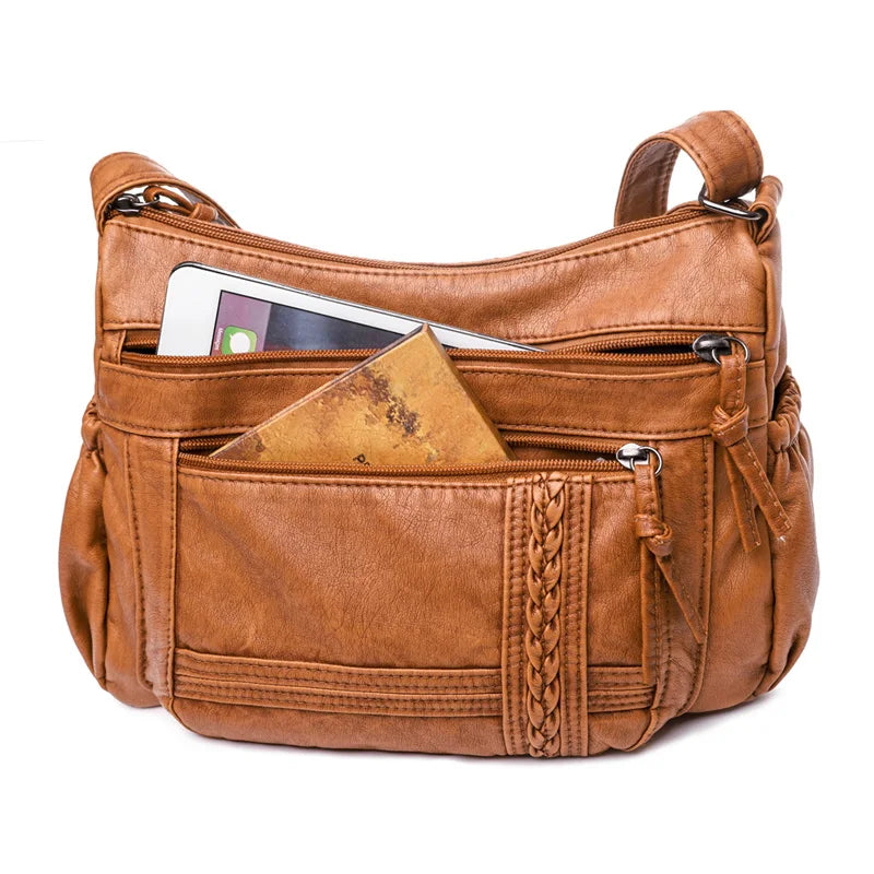 Vintage Messenger Bag Soft Pu Leather Crossbody Bag Brown Leather Handbag