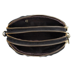 Women Leather Shoulder Bag Tri-zipper Crossbody High Small Purse