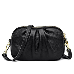 Women Leather Shoulder Bag Tri-zipper Crossbody High Small Purse