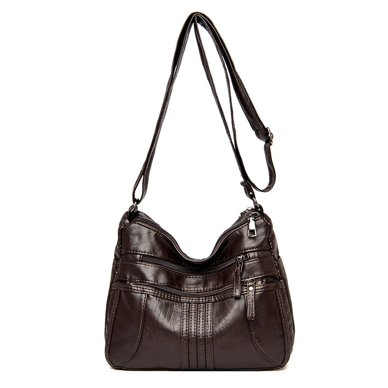 Women Shoulder Bag Pu Leather Crossbody Soft Handbag Purse Zipper Messenger Tote
