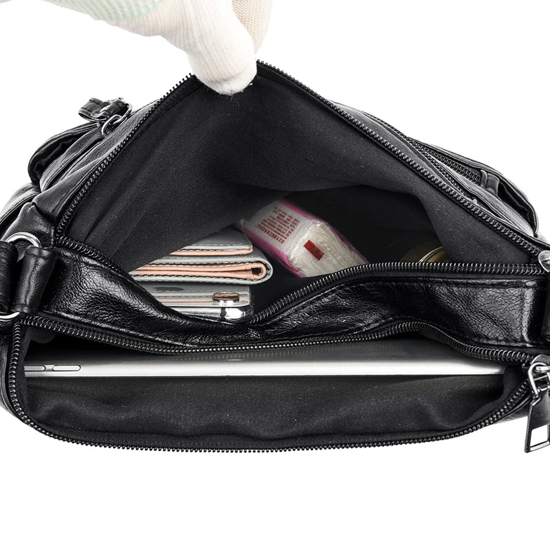 Women Shoulder Bag Pu Leather Crossbody Soft Handbag Purse Zipper Messenger Tote
