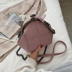 Vintage Crossbody Bag Purse Kiss Lock Tote Handbag with Chain