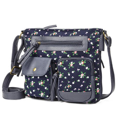 Bohemian Crossbody Bag Leather Shoulder Bag Multi-pockets Messenger Bag