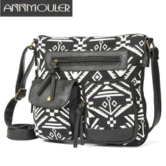 Bohemian Crossbody Bag Leather Shoulder Bag Multi-pockets Messenger Bag