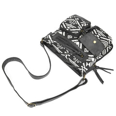 Bohemian Crossbody Bag Leather Shoulder Bag Multi-pockets Messenger Bag