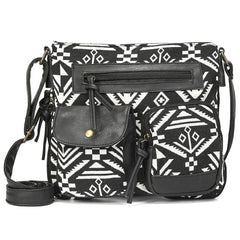Bohemian Crossbody Bag Leather Shoulder Bag Multi-pockets Messenger Bag