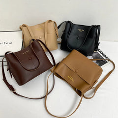 Casual Solid Bucket Women Bags Leather Crossbody Bags Lady Tote Handbags