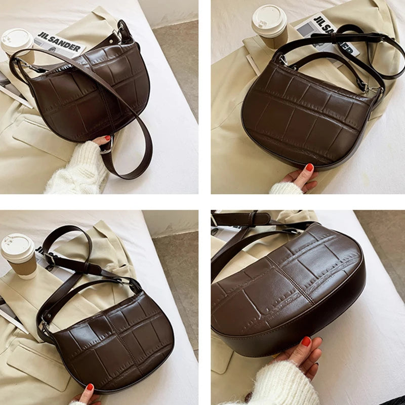 Crocodile Pattern Shoulder Bags Vintage Small PU Leather Handbags