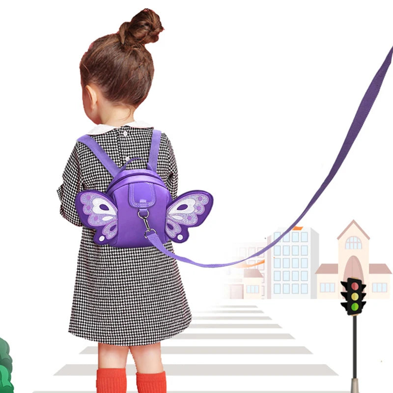 Butterfly Wings Kids Backpack for Girls - Anti-lost School Bag