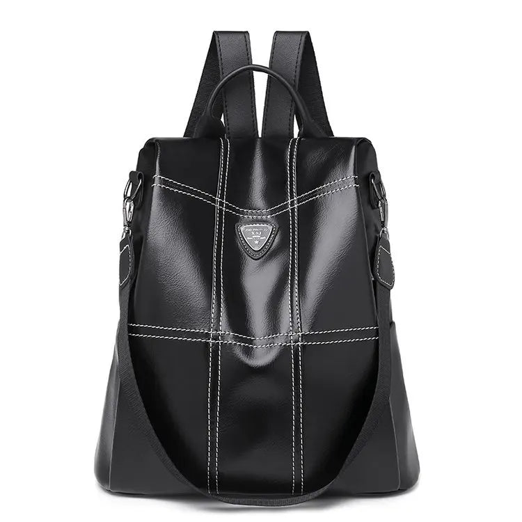 Women's Anti-theft Brown Backpack, Waterproof PU Leather Travel Crossbody Bag