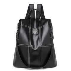 Women's Anti-theft Brown Backpack, Waterproof PU Leather Travel Crossbody Bag