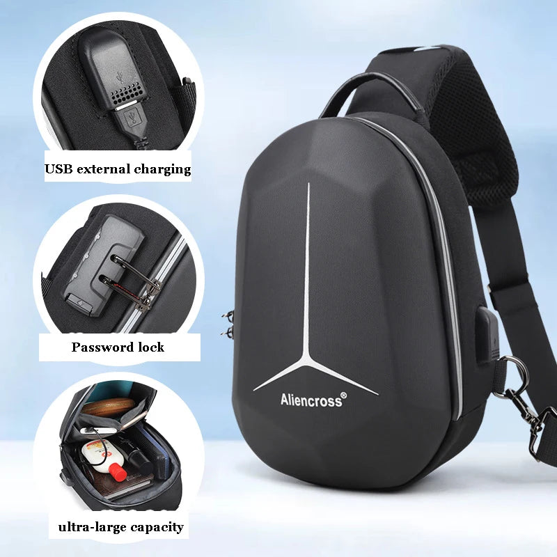Anti-theft Lock Crossbody Bag USB Charging Travel Shoulder Bag