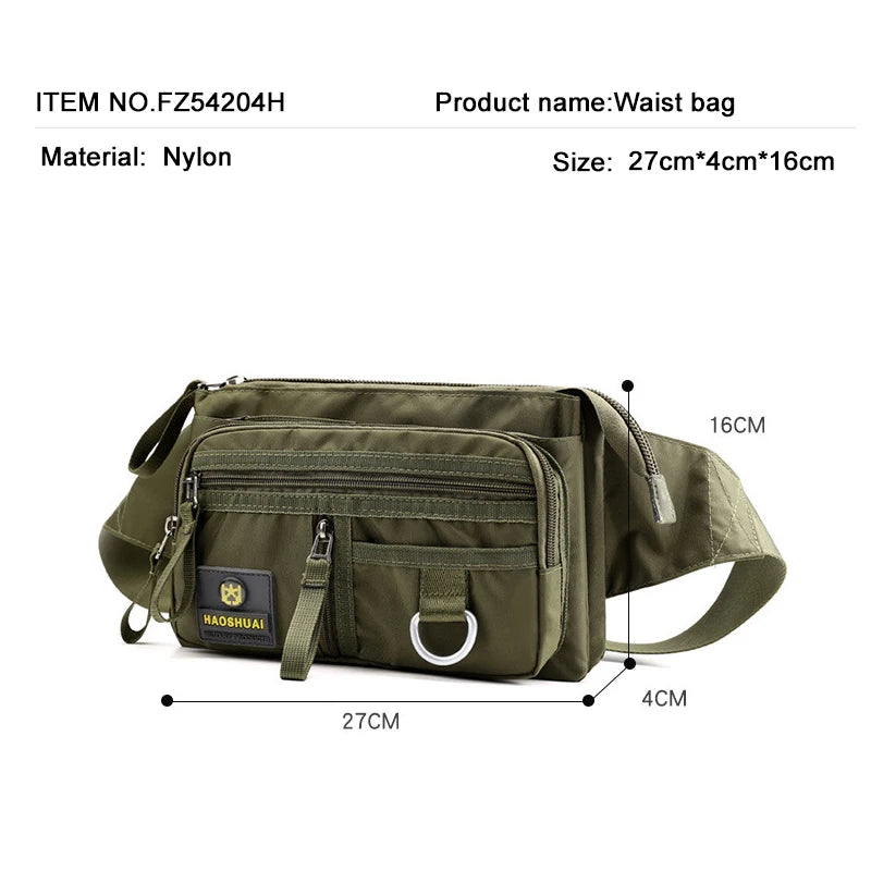 Anti-theft Money Pocket Phone Chest Bag Waterproof Zipper Nylon Waist Belt Bags