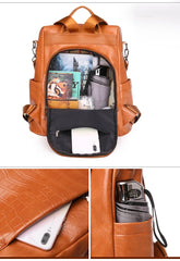 Anti-theft Women Backpack Big Capacity PU Leather School Bags Girls