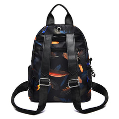 Feather Print Anti-thief Backpack Waterproof Travel Bag