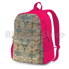 Antique Persian Kirman Rug Print Outdoor Hiking Backpack