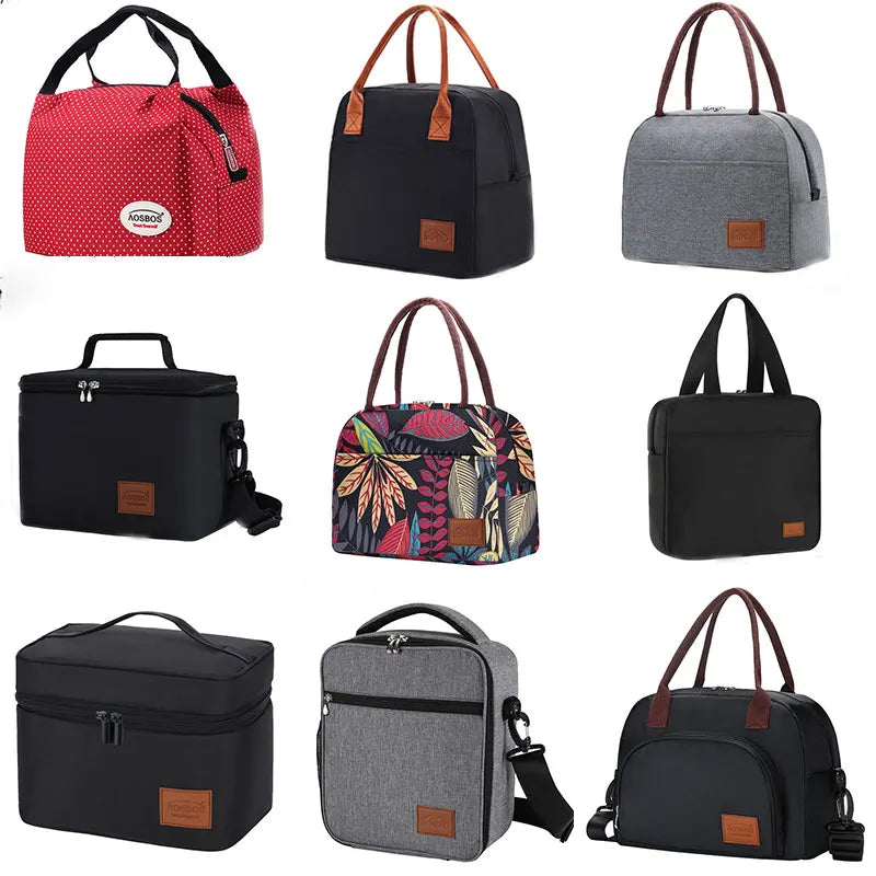 Canvas Portable Cooler Lunch Bag Thermal Insulated Food Storage Handbag