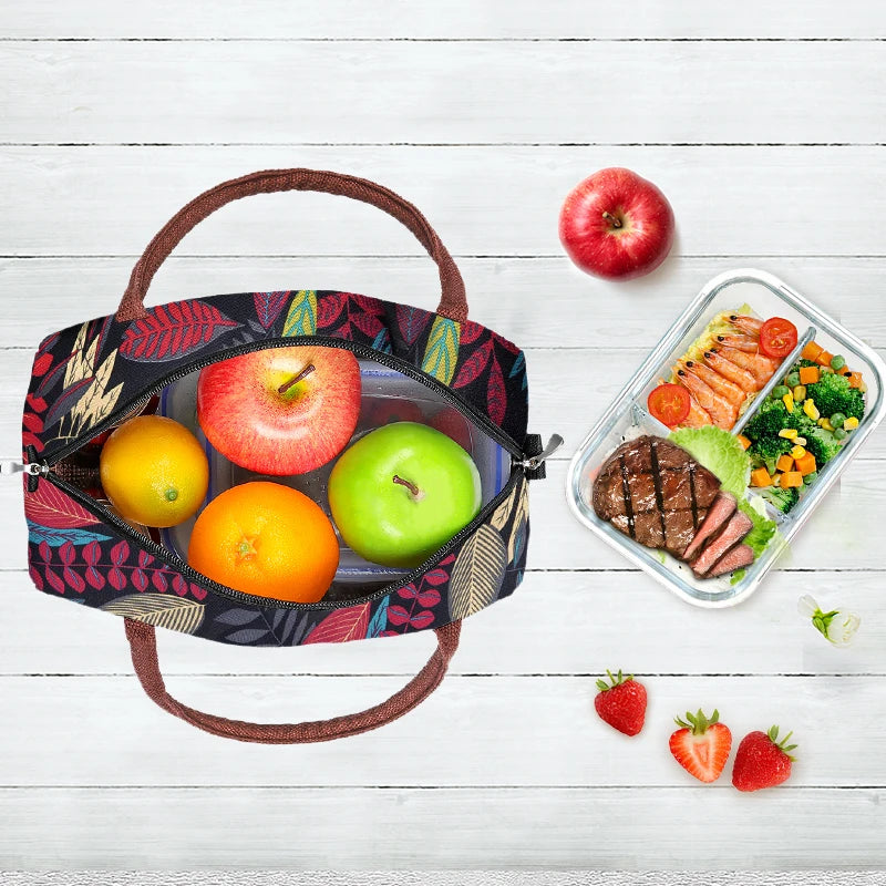 Canvas Portable Cooler Lunch Bag Thermal Insulated Food Storage Handbag