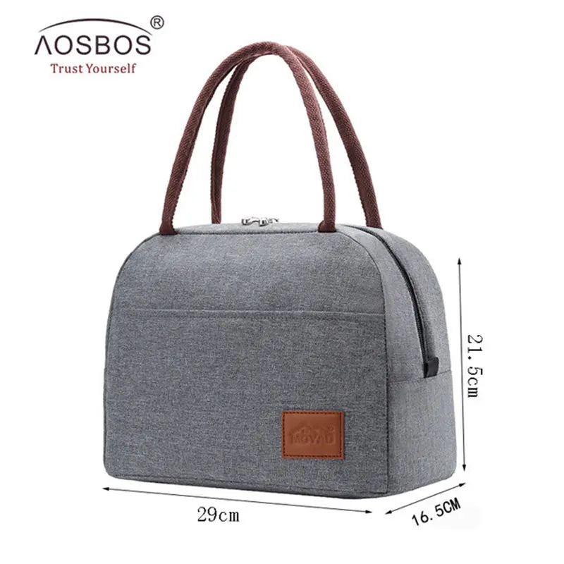 Canvas Portable Cooler Lunch Bag Thermal Insulated Food Storage Handbag