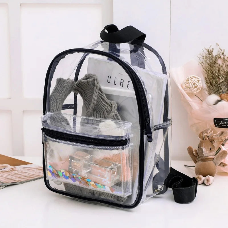 PVC Transparent School Bag for Student See Through Backpacks High Capacity