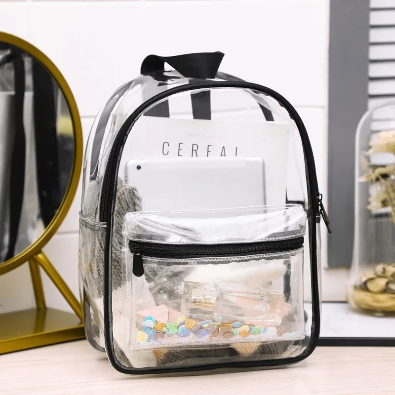 PVC Transparent School Bag for Student See Through Backpacks High Capacity