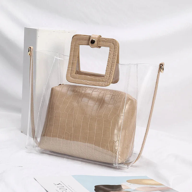 Crocodile Pattern PVC Handbag Composite Bag Sweet Shoulder Bags