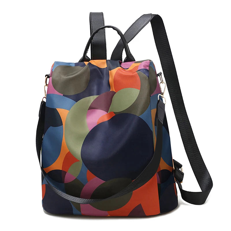 Waterproof Oxford Women Backpack Anti-theft Print School Bag