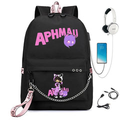 Aphmau Backpack USB Charging School Bag Girl Waterproof Student Backpack