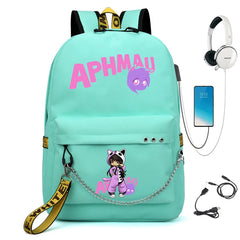Aphmau Backpack USB Charging School Bag Girl Waterproof Student Backpack
