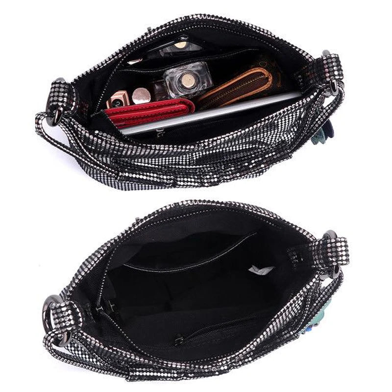 Metalic Crossbody Messenger Bag for Women