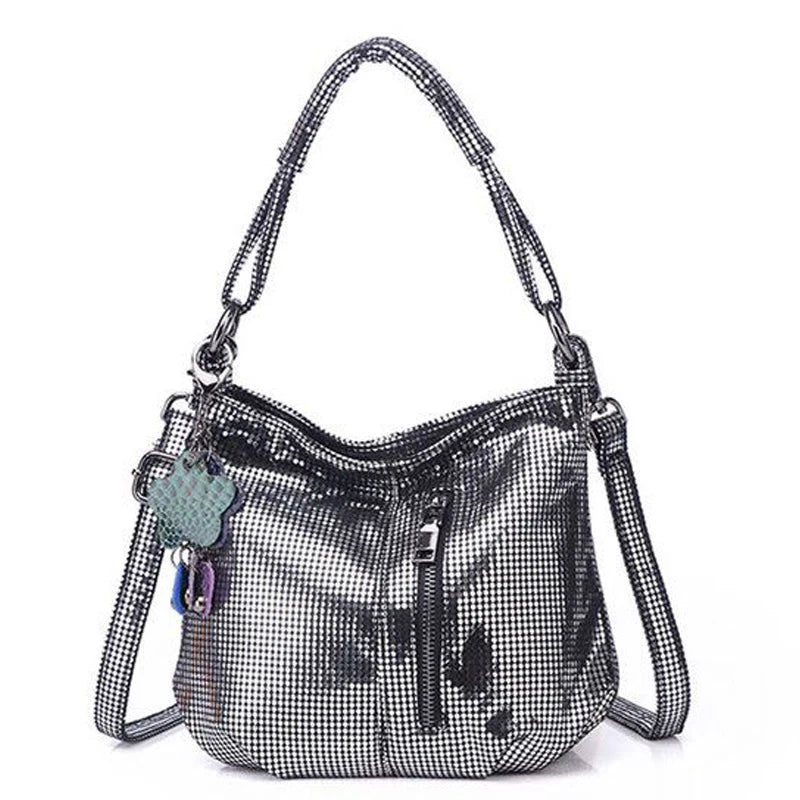 Metalic Crossbody Messenger Bag for Women