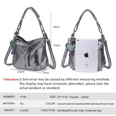 Metalic Crossbody Messenger Bag for Women
