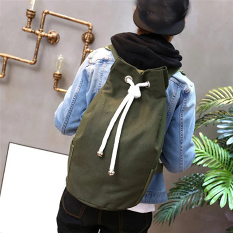 Army Green Teen School Backpack Casual Men Canvas Travel Rucksack