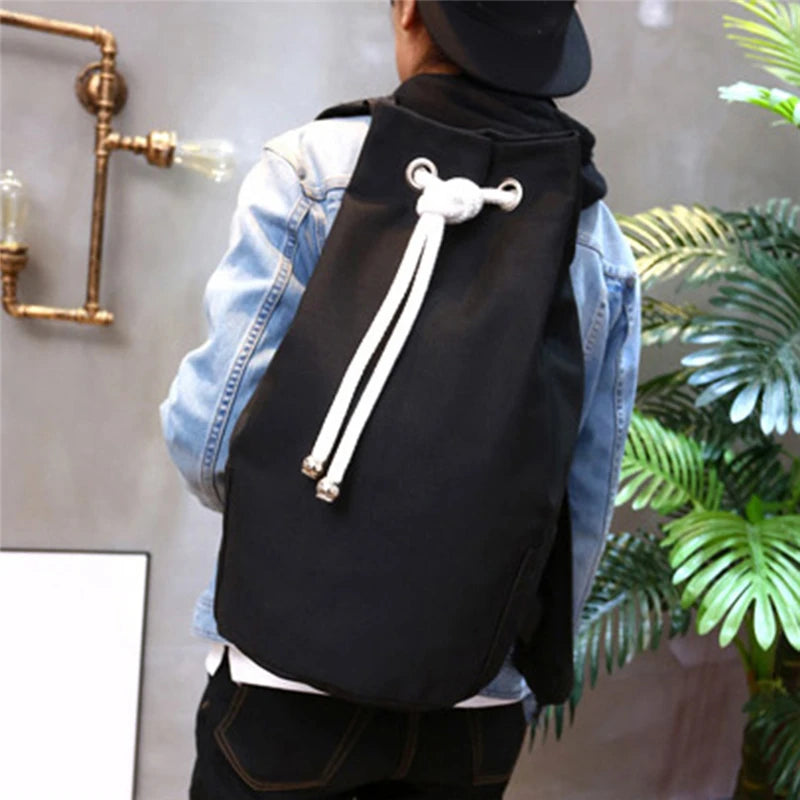 Army Green Teen School Backpack Casual Men Canvas Travel Rucksack