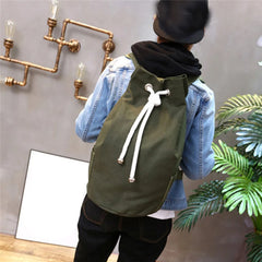 Army Green Teen School Backpack Casual Men Canvas Travel Rucksack