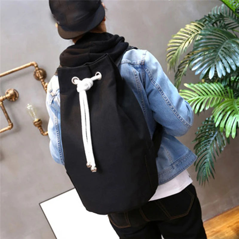 Army Green Teen School Backpack Casual Men Canvas Travel Rucksack